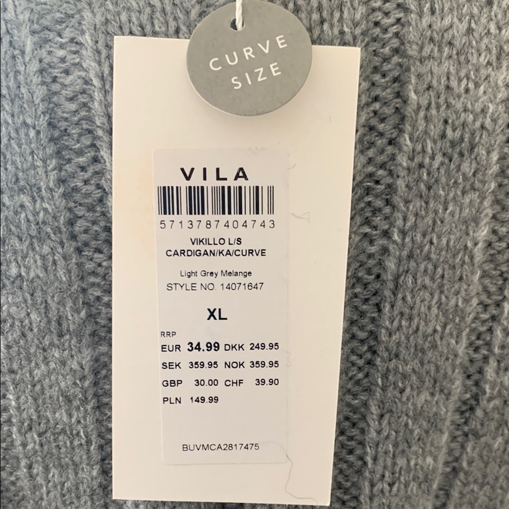 Gray Ribbed Cardigan Sweater - Picture 2 of 2